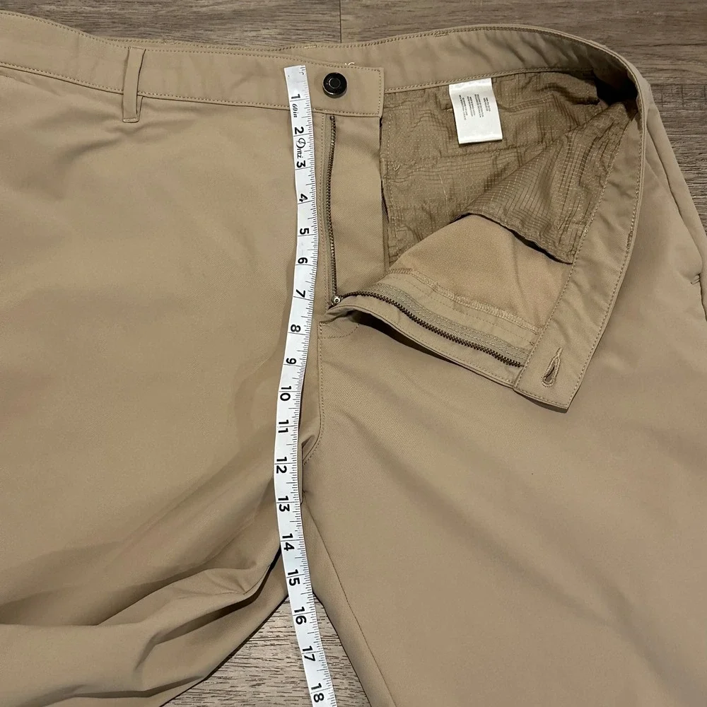 Banana Republic Mens Performance Golf Pants Tan Khaki Chino 38x34 Stretch Zipper